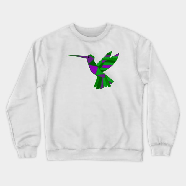 Amethyst & Emerald Hummingbird Crewneck Sweatshirt by VazMas Design